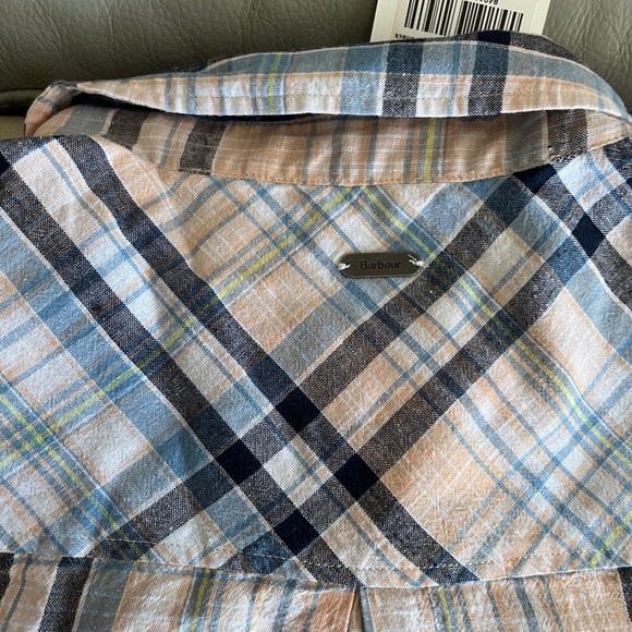NWT - Barbour Women’s Linen Blended Seaglow Plaid Shirt - US 10/L - Picture 10 of 12